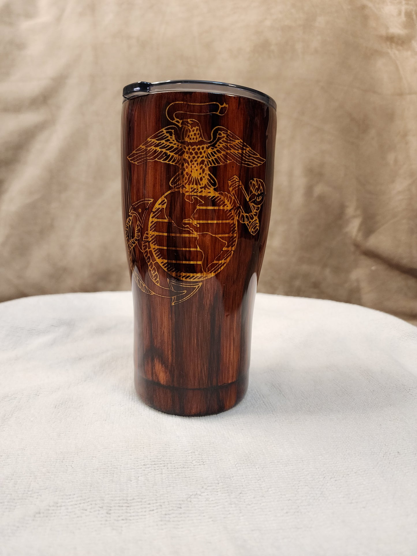 U.S. Marine wood grain tumbler