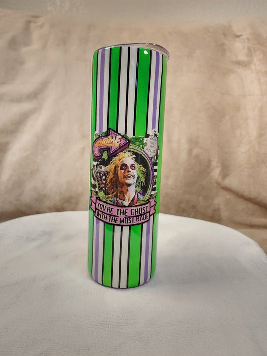 Beetlejuice pinstriped Tumbler